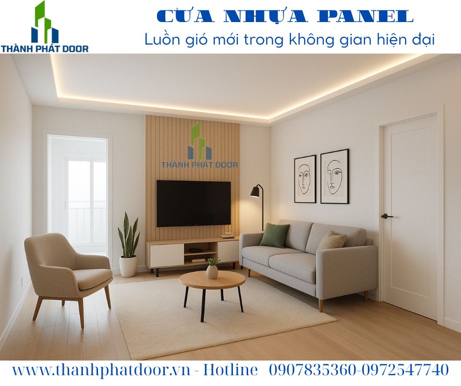 cua nhua panel mau trang dep