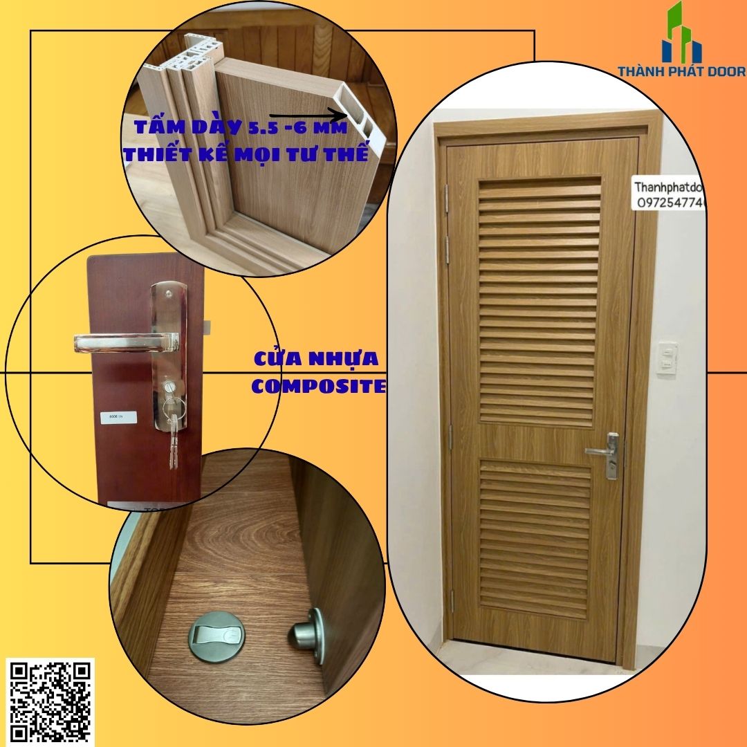 cửa nhựa composite gắn ô thoáng